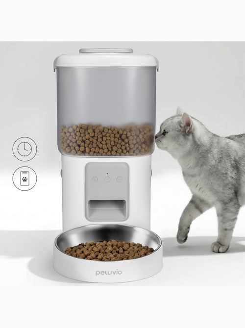 Distributeur de croquettes Automatique pour Chat PELUVIO Crispy - WiFi - 4,5 L - 4 Repas/jour - Kiabi