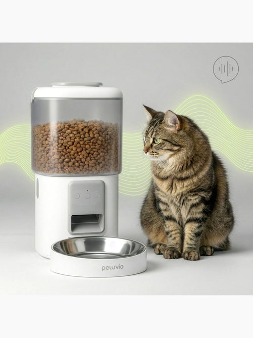 Distributeur de croquettes Automatique pour Chat PELUVIO Crispy - WiFi - 4,5 L - 4 Repas/jour - Kiabi