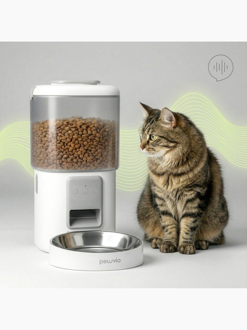 Distributeur de croquettes Automatique pour Chat PELUVIO Crispy - WiFi - 4,5 L - 4 Repas/jour Blanc - Kiabi
