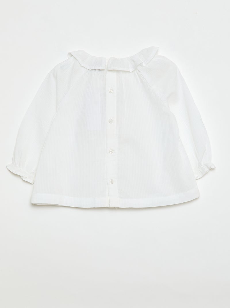 Dobbyblouse met knoopsluiting op de rug Wit - Kiabi