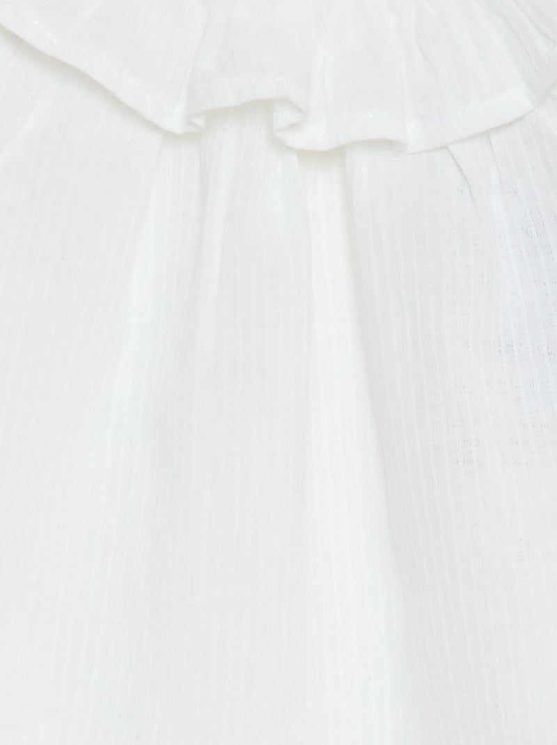 Dobbyblouse met knoopsluiting op de rug Wit - Kiabi
