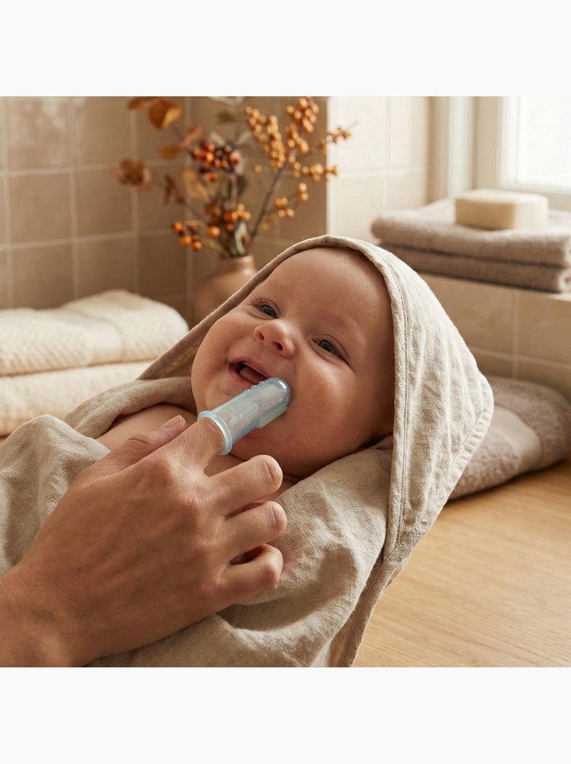 Doigtier brosse dentaire silicone bébé lot 2 Bleu - Kiabi