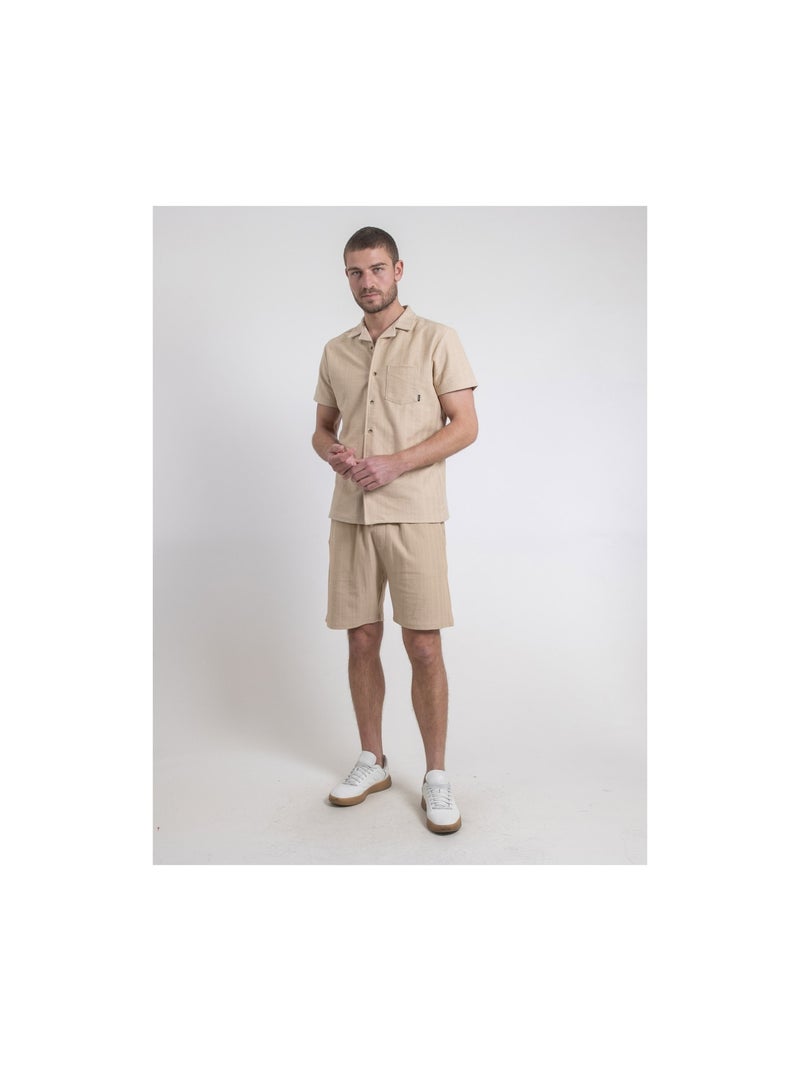 Dojoparis katoenen gebreid shirt met korte mouwen Beige - Kiabi