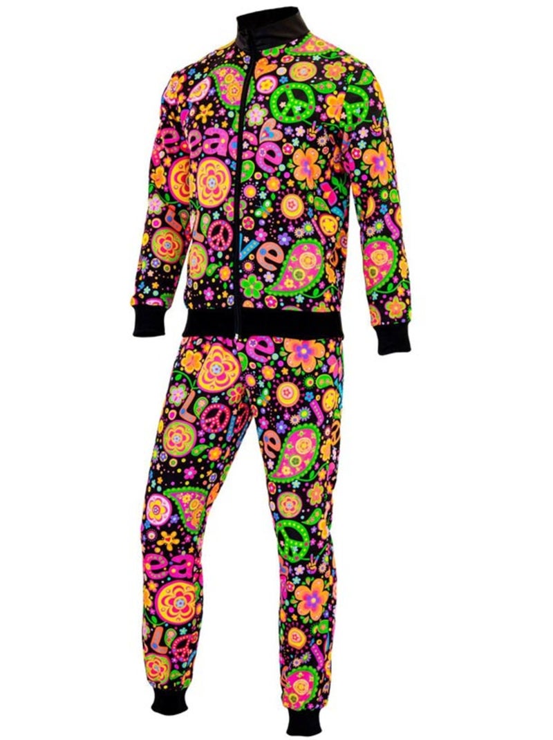 Donker fluorescerend Groovy Love Hippie trainingspak kostuum Multicolor - Kiabi