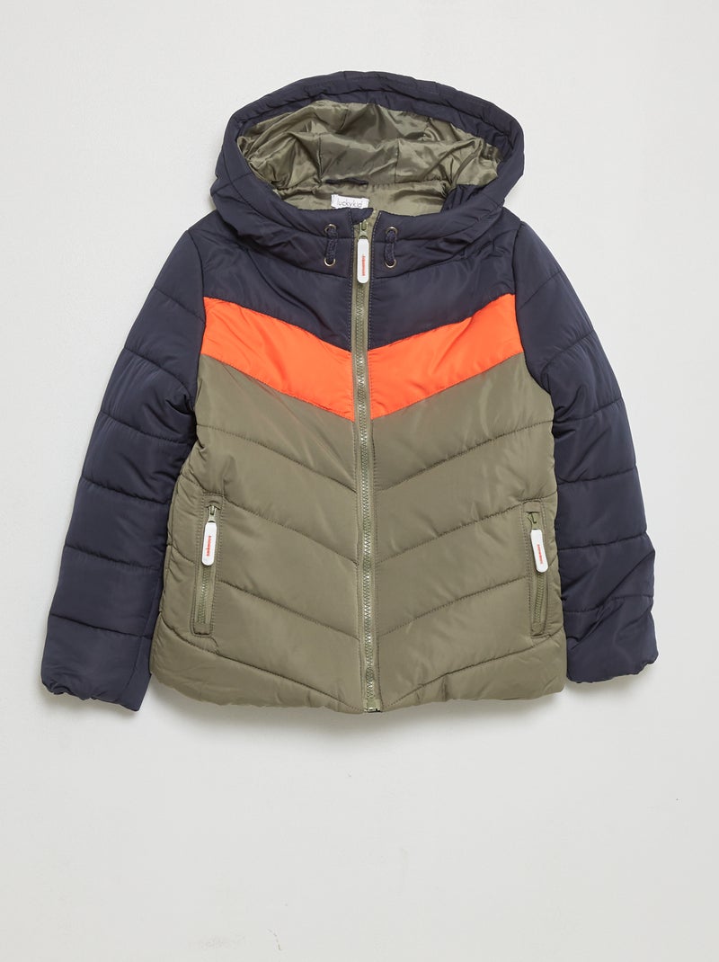 Donsjasje met capuchon en colorblock-patroon BLAUW - Kiabi