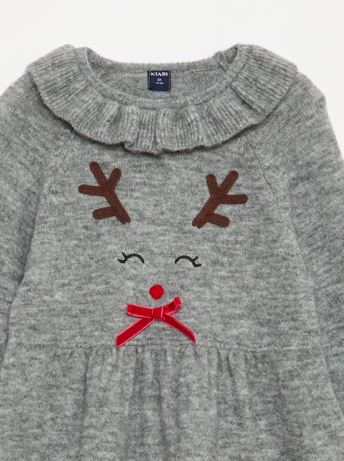 Donzige, gebreide kerstjurk met kraagje - Kiabi