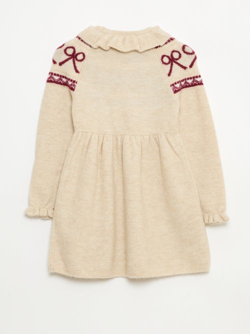Donzige, gebreide kerstjurk met kraagje - Kiabi