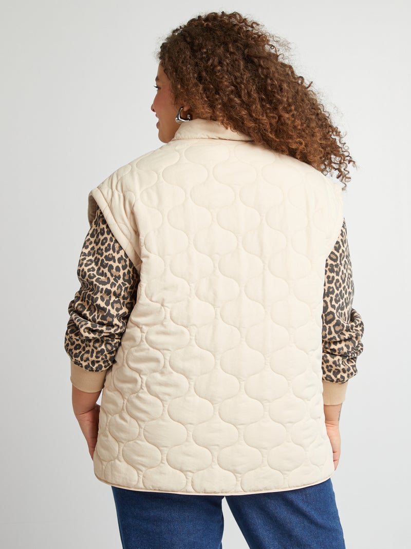 Doorgestikt donsjack met afneembare mouwen BIEGE - Kiabi