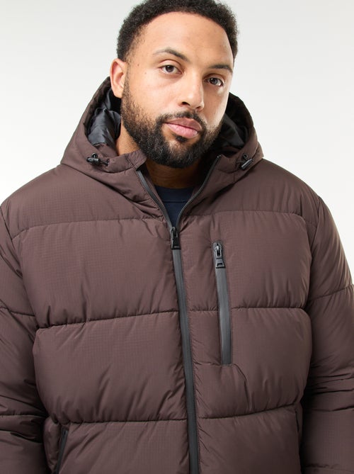 Doorgestikt warm donsjack met capuchon - Kiabi