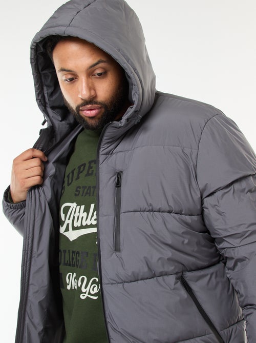 Doorgestikt warm donsjack met capuchon - Kiabi