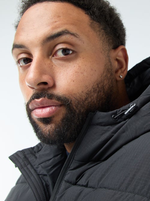 Doorgestikt warm donsjack met capuchon - Kiabi