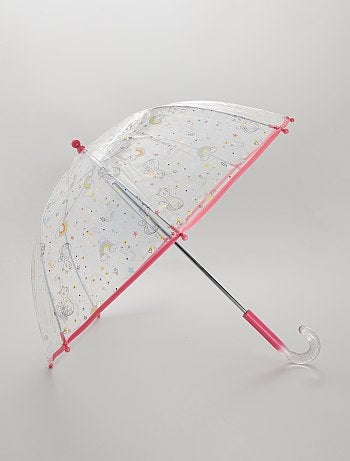 Doorzichtige paraplu met 'kat'- en 'regenboog'-print - Kiabi
