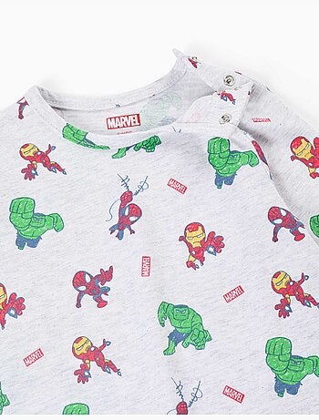 Dors-bien à manches longues en coton avec imprimés marvel