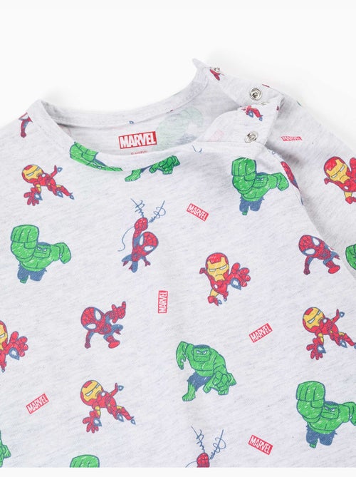 Dors-bien à manches longues en coton avec imprimés marvel - Kiabi
