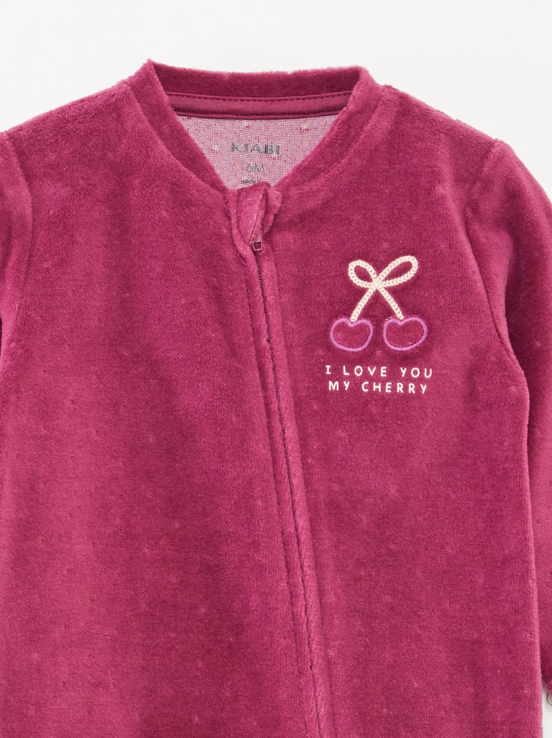 Dors-bien en velours avec ouverture zippée Rose - Kiabi