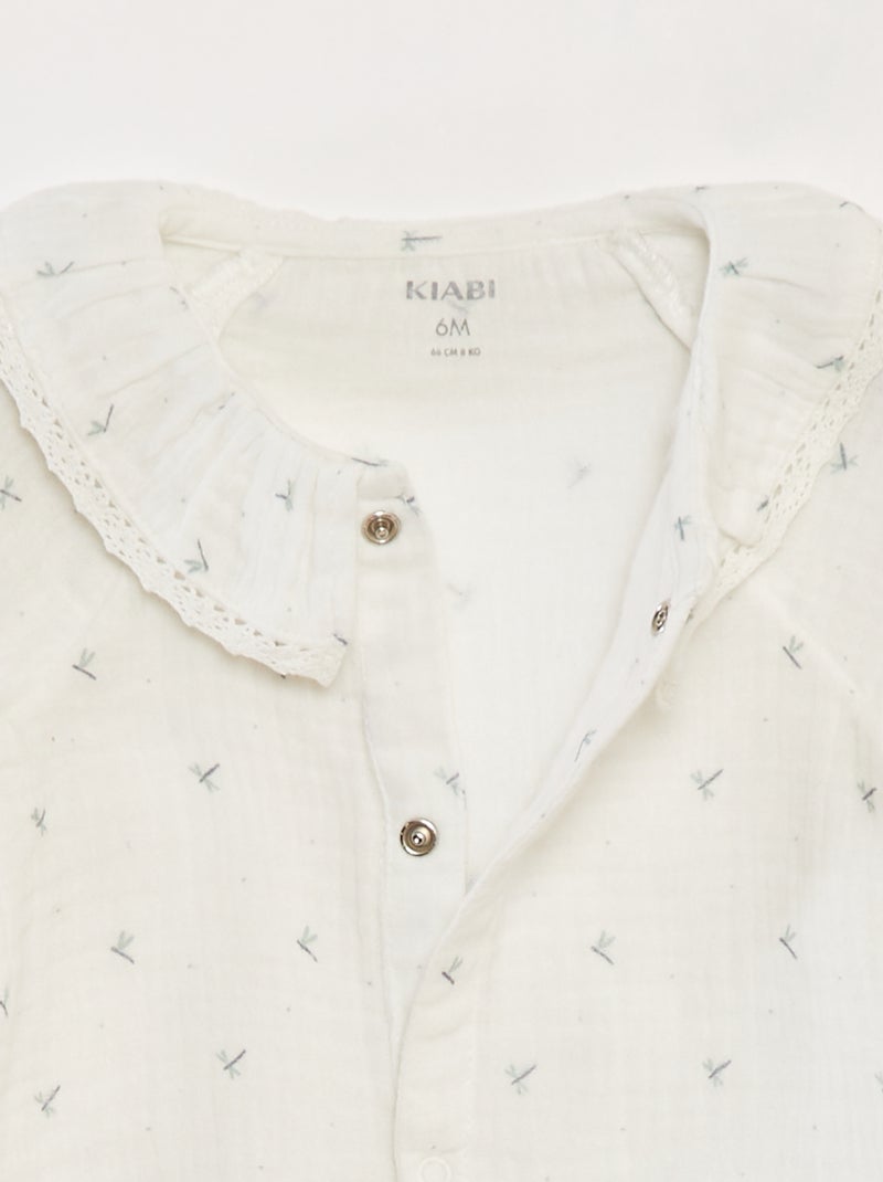 Dors bien sans pieds avec col fantaisiste BLANC - Kiabi