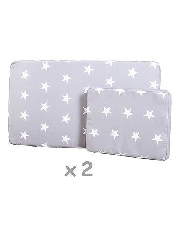 Double chaise longue pour enfants en bois FSC + 4 coussins et pare soleil 'Little Stars' ROBA