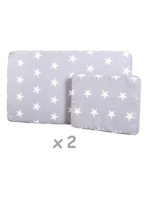 Double chaise longue pour enfants en bois FSC + 4 coussins et pare soleil 'Little Stars' ROBA - Kiabi
