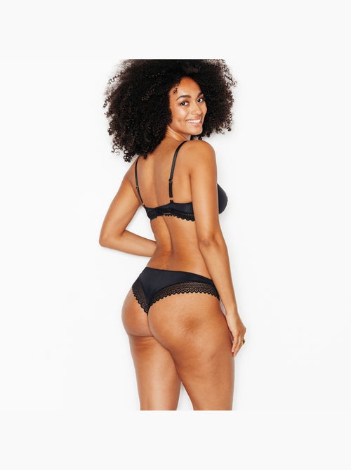 Douce tanga microvezel zwart - Kiabi