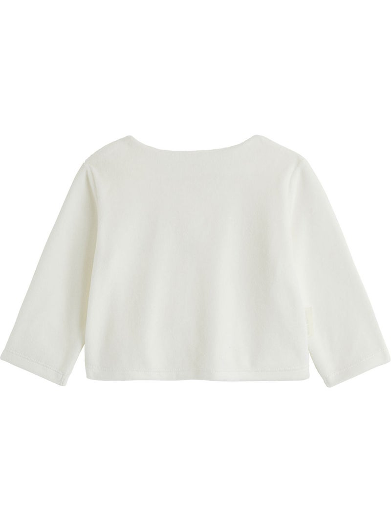 Doucette babyfluwelen vestje en broekje set met voetjes Ecru - Kiabi