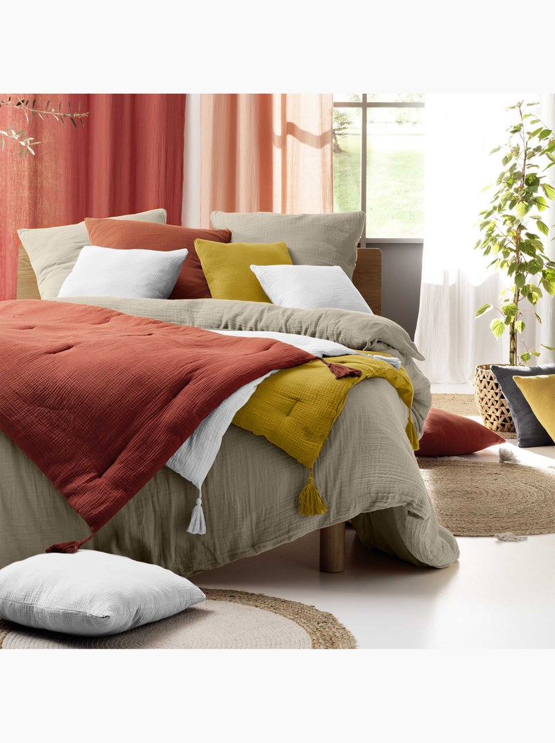 Douceur d'Intérieur - Housse de couette + 2 taies d'oreiller Angelia Beige sable - Kiabi