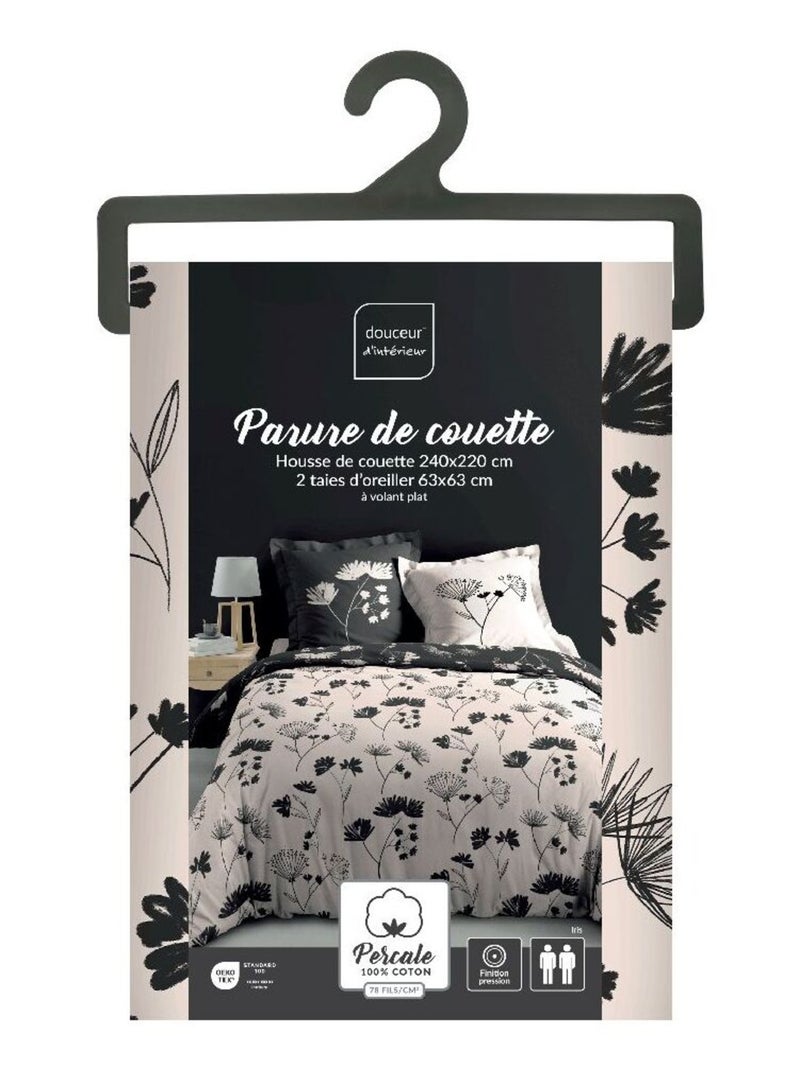 Douceur d'Intérieur - Housse de couette + 2 taies d'oreiller Iris Blanc - Kiabi