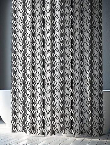 Douchegordijn van polyester met geometrische print