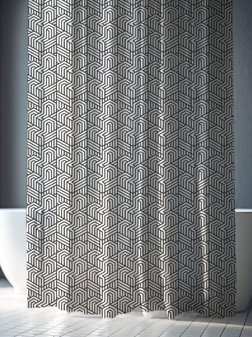 Douchegordijn van polyester met geometrische print - Kiabi