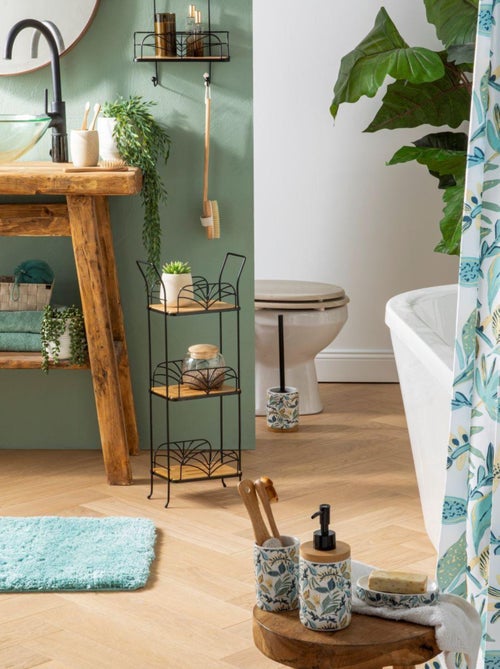 Douchegordijn van polyester met tropische print - Kiabi