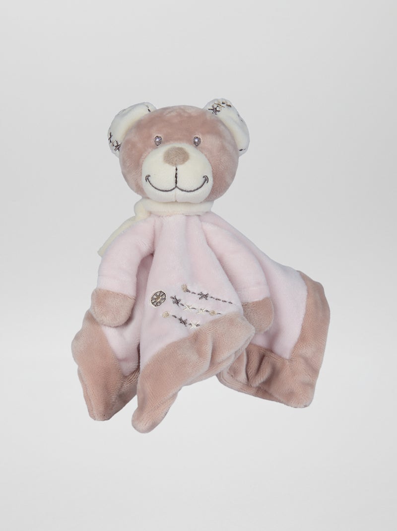 Doudou mouchoir 'ours' Rose 'ours' - Kiabi