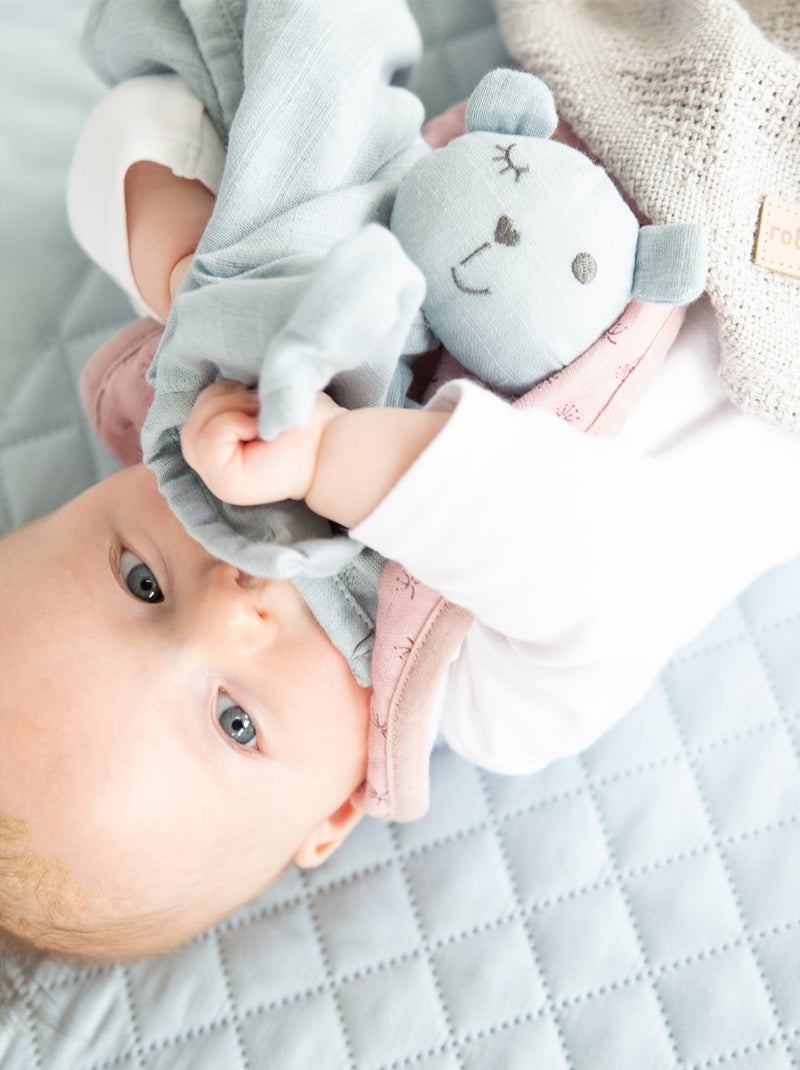 Doudou ours en coton bio certifié Oeko-Tex 'Lil Planet' ROBA Bleu clair - Kiabi