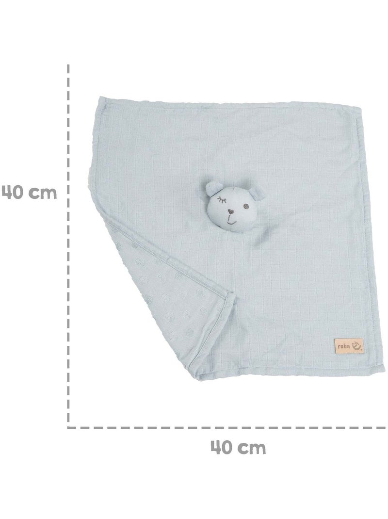 Doudou ours en coton bio certifié Oeko-Tex 'Lil Planet' ROBA Bleu clair - Kiabi