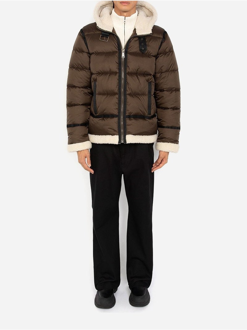 Doudoune à capuche - schott Marron/Beige/Noir - Kiabi