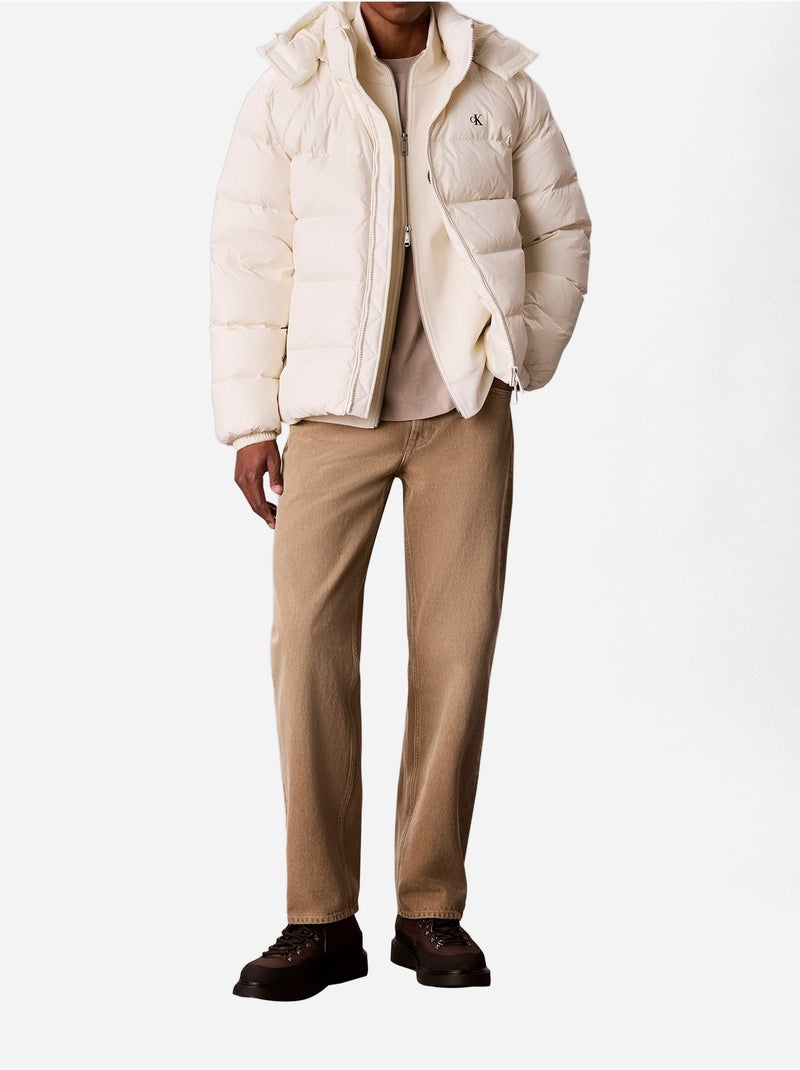 Doudoune à capuche amovible - calvin klein Blanc cassé - Kiabi