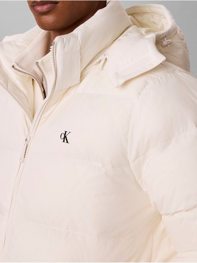 Doudoune à capuche amovible - calvin klein Blanc cassé - Kiabi