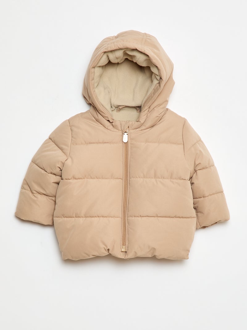 Doudoune à capuche Beige - Kiabi