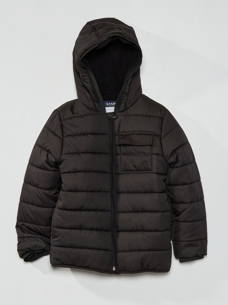 Doudoune à capuche doublure polaire noir - Kiabi