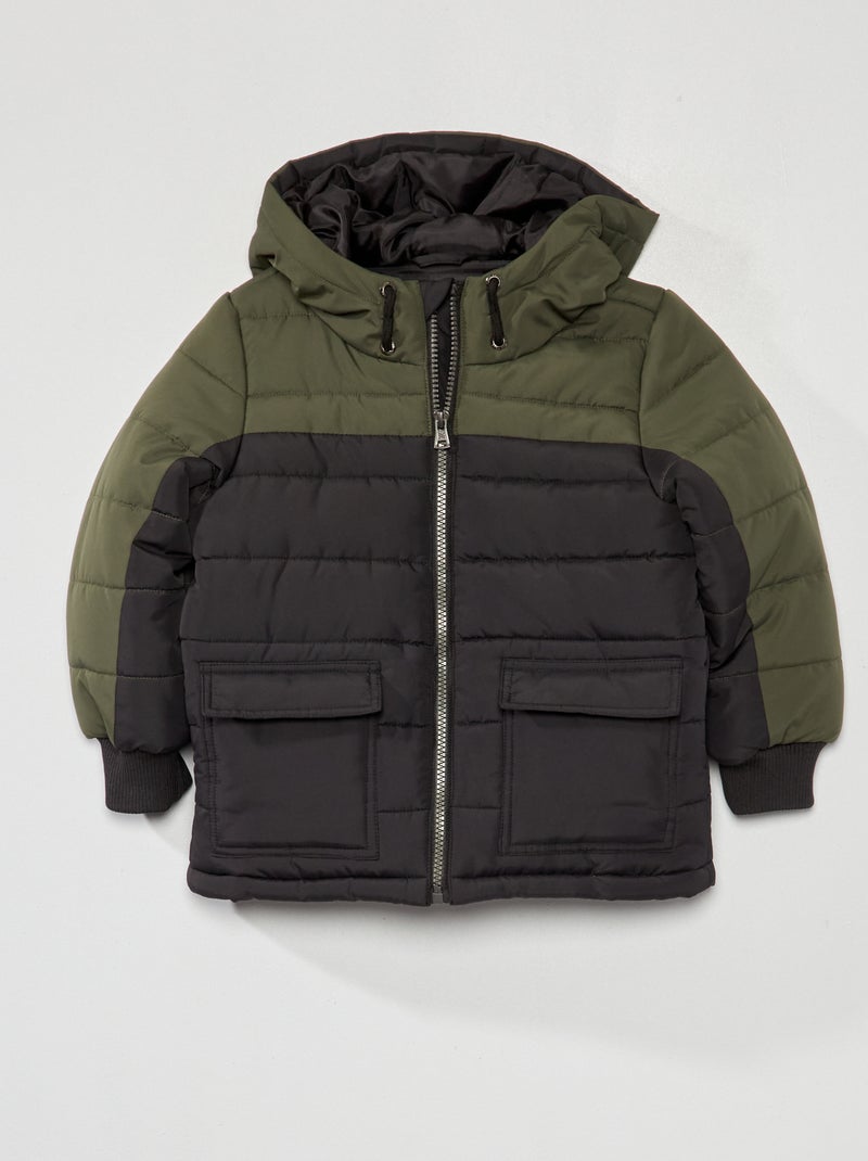 Parka matelassée avec capuche et poches noir | 3 Suisses