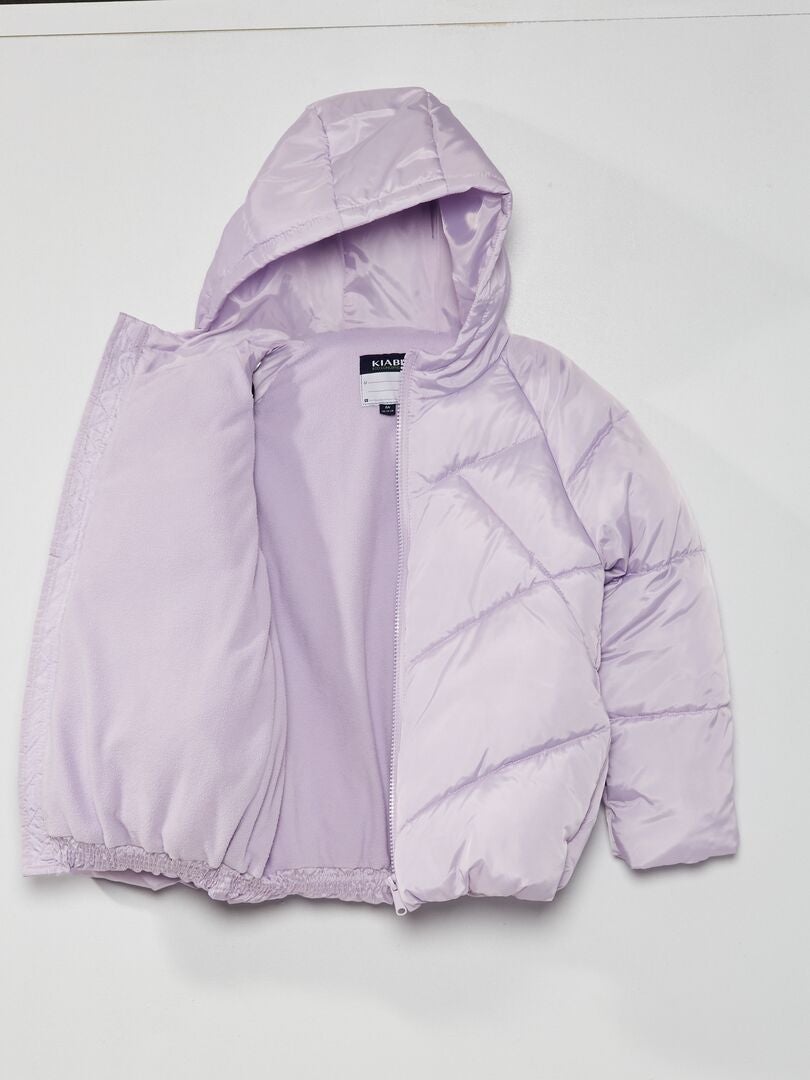 Doudoune à capuche unie lilas - Kiabi