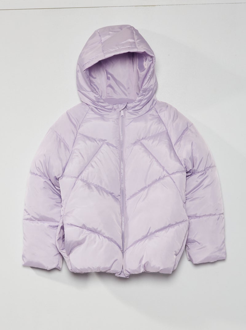 Doudoune à capuche unie lilas - Kiabi