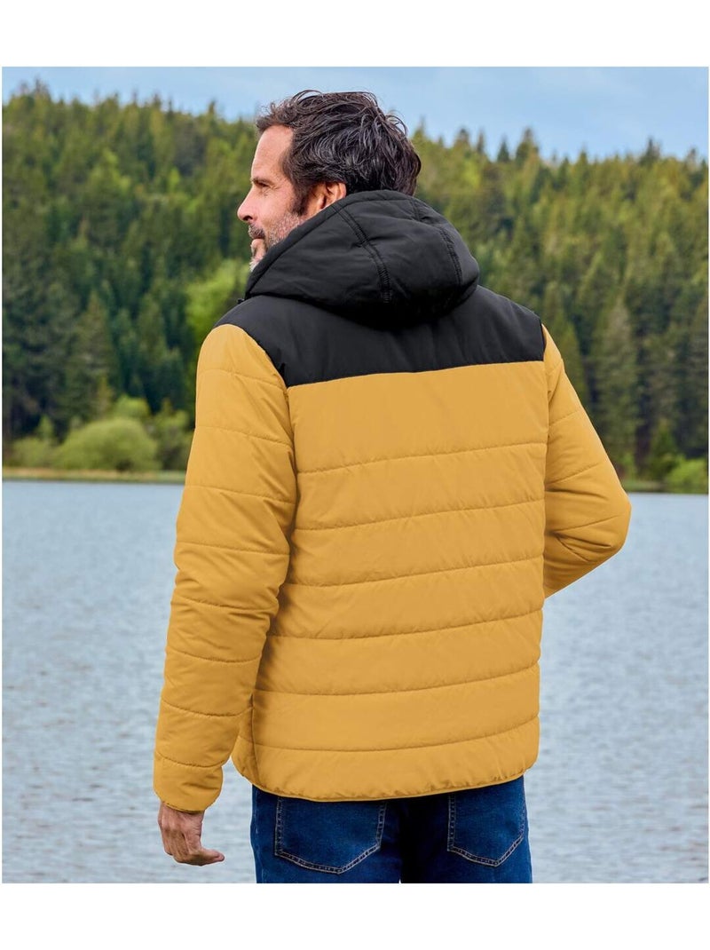 Doudoune avec capuche bicolore  - atlas for men Jaune foncé - Kiabi