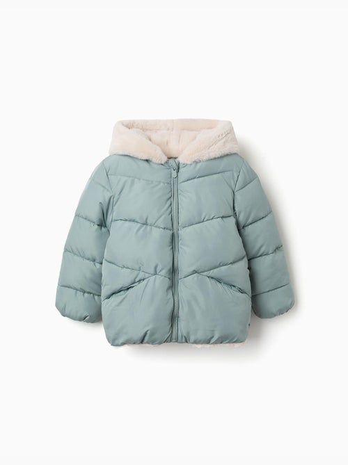 Doudoune avec capuche et doublure en peluche douce synthétique - Kiabi