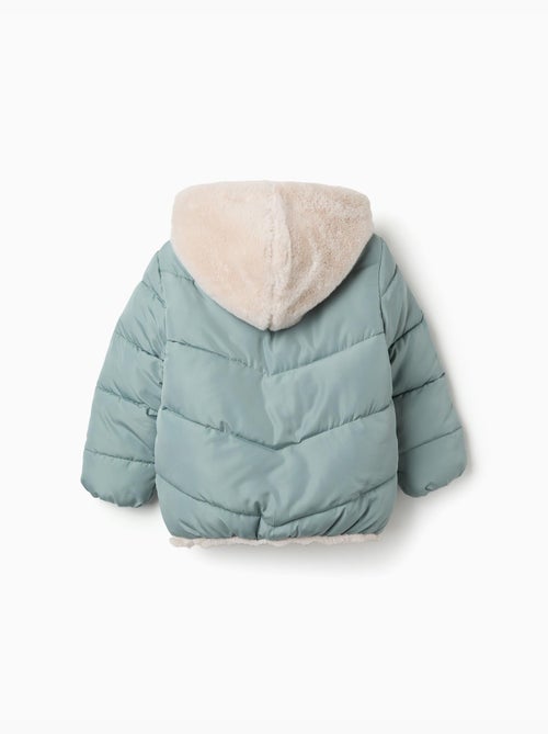 Doudoune avec capuche et doublure en peluche douce synthétique - Kiabi