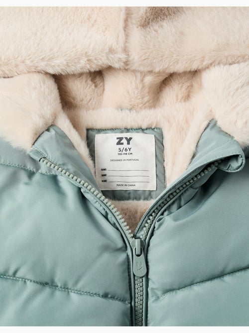 Doudoune avec capuche et doublure en peluche douce synthétique - Kiabi