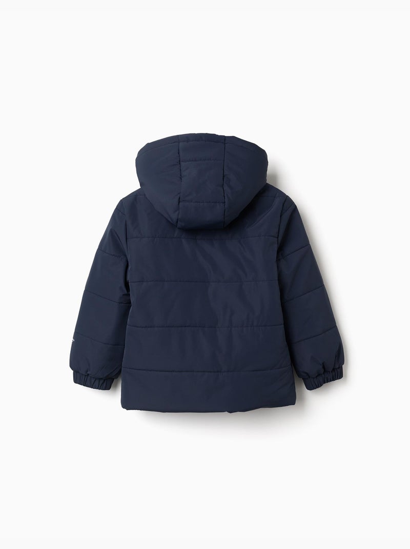 Doudoune avec capuche et doublure en polaire Bleu foncé - Kiabi