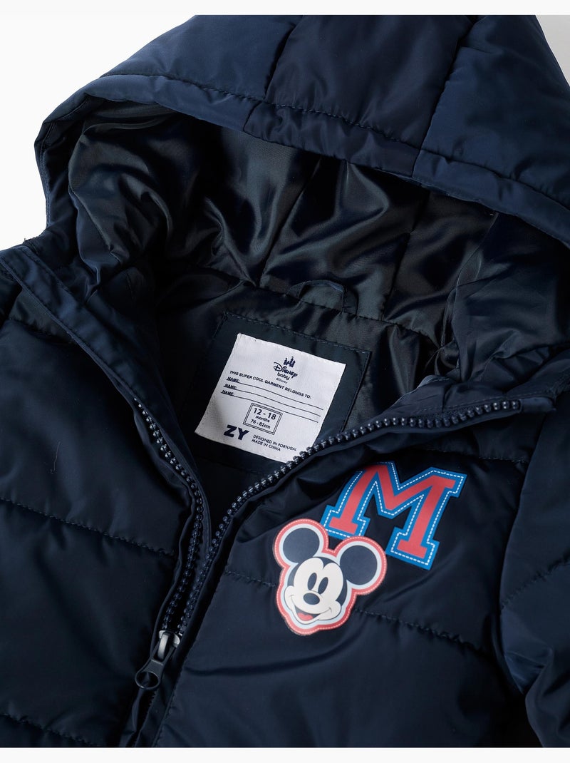 Doudoune avec capuche et imprimés mickey Bleu foncé - Kiabi