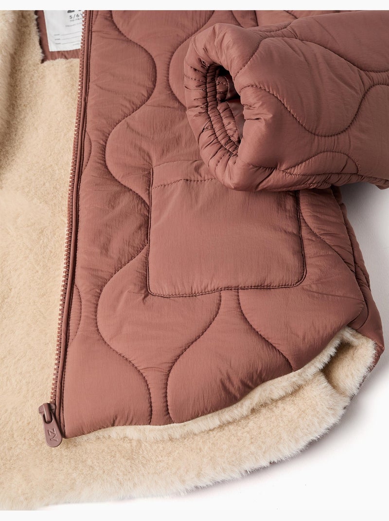 Doudoune avec doublure en peluche douce synthétique Rose - Kiabi