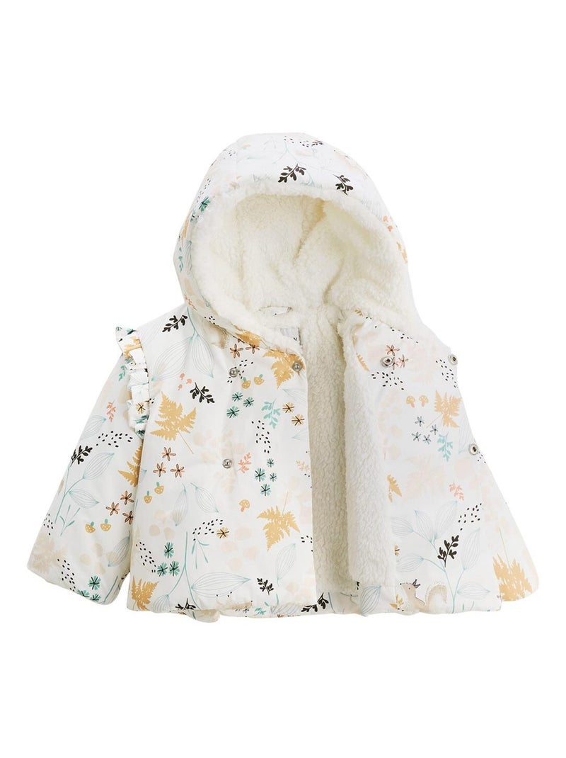 Doudoune b?b? imperm?able doubl?e sherpa avec capuche Bloom Ecru - Kiabi