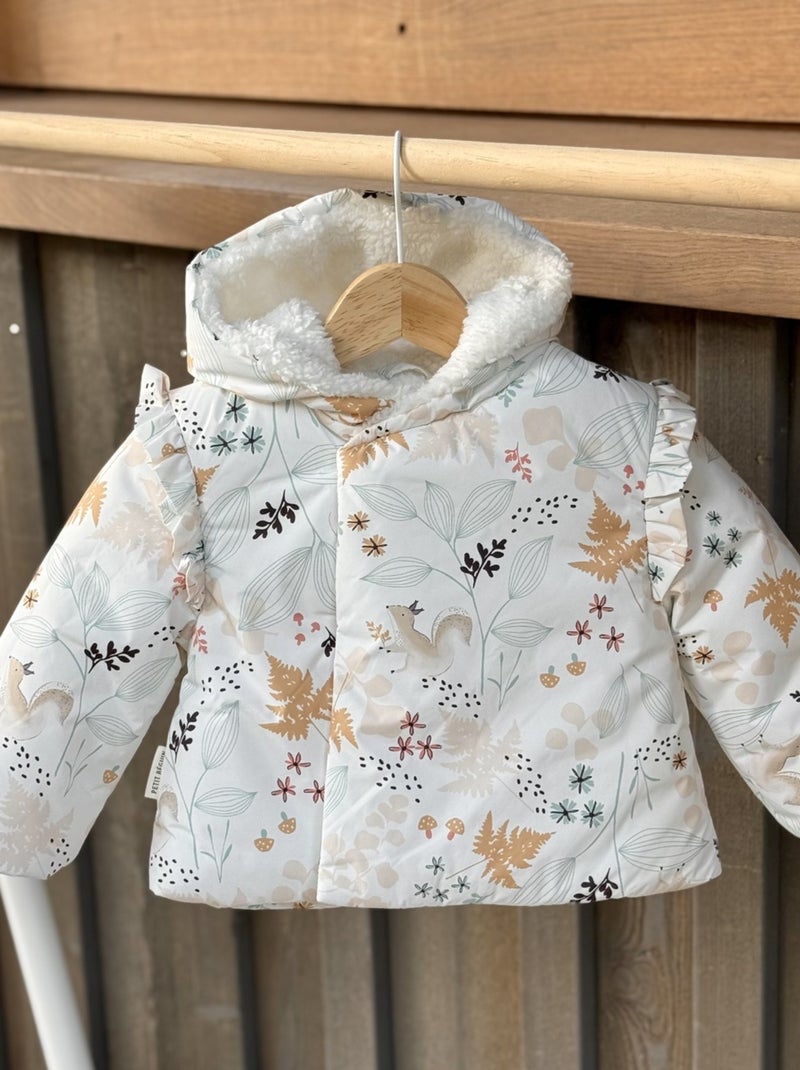 Doudoune b?b? imperm?able doubl?e sherpa avec capuche Bloom Ecru - Kiabi