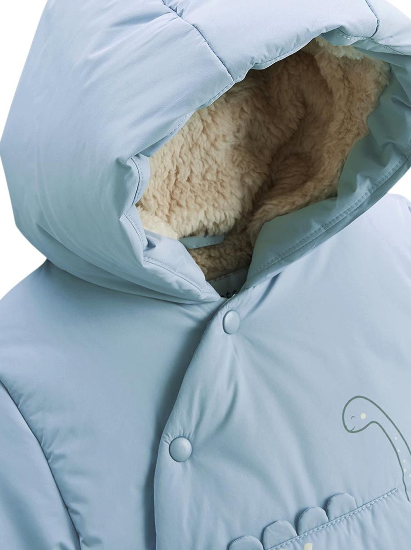 Doudoune b?b? imperm?able doubl?e sherpa avec capuche Nino Bleu - Kiabi